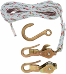 Block and Tackle with 25 Foot Rope, 750 lb Load Capacity, Guarded Hook