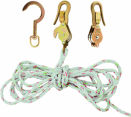 Block and Tackle with 25' Nylon Rope, 3/8" Diameter, 750 lb Load Capacity