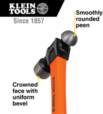 32-Ounce Ball-Peen Hammer, 15 Inch Length, Forged Steel Head, Fiberglass Handle