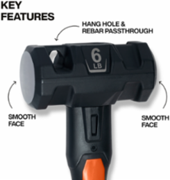 Fiberglass Handle Hammer, 6-Pound