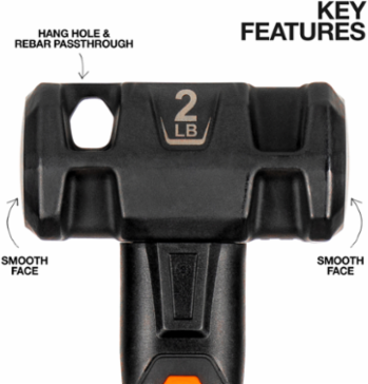Fiberglass Handle Drilling Hammer, 2-Pound
