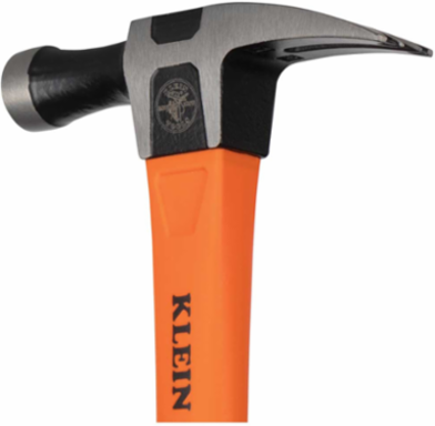 18-Ounce Straight-Claw Hammer, 15 Inch Length, Fiberglass Handle