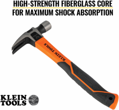 Straight-Claw Hammer, 16-Ounce, 13 Inch Length, Fiberglass Handle