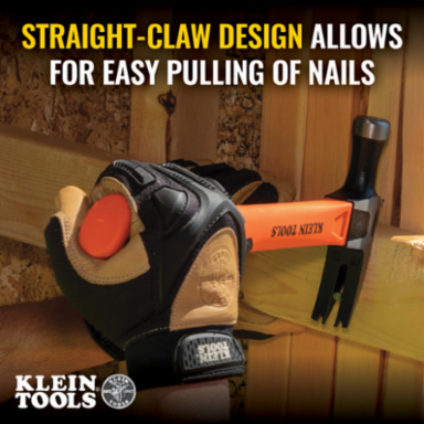 Straight-Claw Hammer, 16-Ounce, 13 Inch Length, Fiberglass Handle