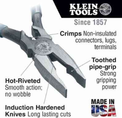 8 Inch Journeyman Universal Combination Pliers with Crimping Die and Steel Material