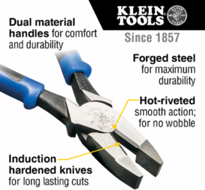 Journeyman 8 Inch High-Leverage Lineman's Pliers with Dual-Material Grip