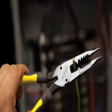 All-Purpose Spring Loaded Needle Nose Pliers, 8 Inch, Cuts and Strips 8-16 AWG