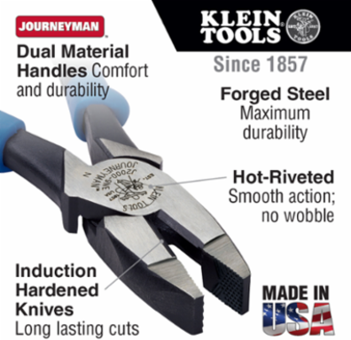 9 Inch Journeyman Side Cutting Pliers, Induction Hardened Steel