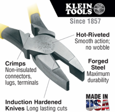 Journeyman™ 9 Inch High Leverage Crimp & Side Cut Pliers, Induction Hardened Steel