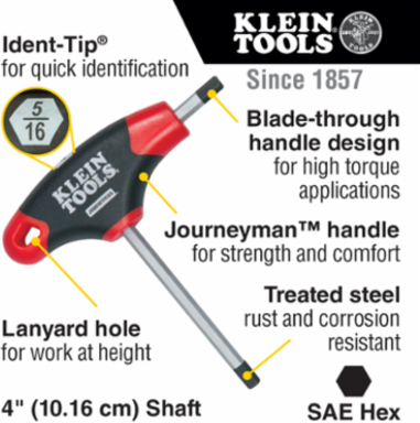 T-Handle Hex Key Set, SAE, 4 Inch, 10-Piece with Metal Stand