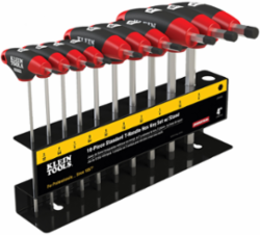T-Handle Hex Key Set, SAE, 4 Inch, 10-Piece with Metal Stand