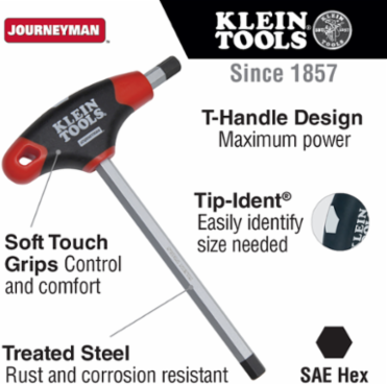 Journeyman T-Handle Hex Key 1/2 Inch Size, 6 Inch Length