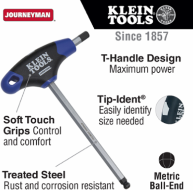 Journeyman™ T-Handle Hex Key 2 mm Size, 6 Inch Length