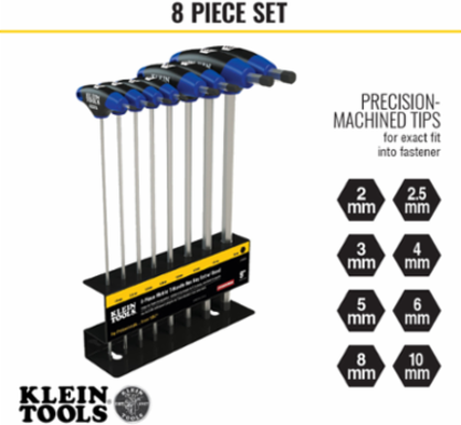 Journeyman T-Handle Hex Key Set, Metric, 9 Inch, 8-Piece