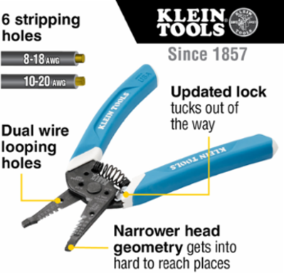 Klein-Kurve® Wire Stripper/Cutter 8-20 AWG, Comfort Grip, 7.25 Inch Length