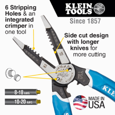 Klein-Kurve® Heavy-Duty Multi Tool, 8-20 AWG Stripper/Cutter/Crimper