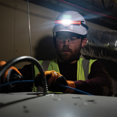 Wide-Beam Headlamp with Mount for Hard Hat
