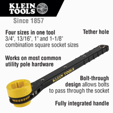 4-in-1 Slim Ratcheting Wrench, 3/4-Inch to 1-1/8-Inch Socket Sizes, 13.25 Inch Length