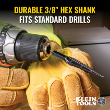 13-Step Drill Bit, 3/8 Inch Hex, High Speed Steel, 1/8 Inch to 1/2 Inch