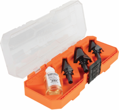 Premium Electrician's Step Bit Set, 3 Pieces, 3/8 Inch Hex, Sizes 7/8 Inch to 1-3/8 Inch