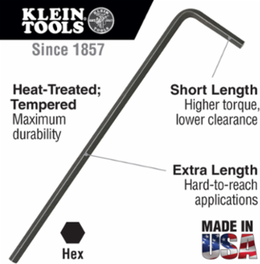 Long-Arm Hex Key 2 mm with 3.031 Inch Long Arm, Rust Resistant Alloy Steel