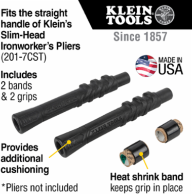 Comfort Grip Kit for Slim-Head Ironworker's Pliers, Fits Cat. No. 201-7CST, 2-Pack