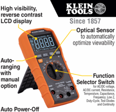 Digital Multimeter TRMS 1000V, 10A AC/DC, IP42, 6000 Count LCD