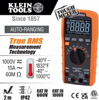 Digital Multimeter TRMS 1000V, 10A AC/DC, IP42, 6000 Count LCD