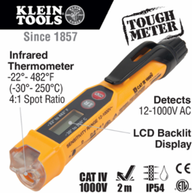 Non-Contact Voltage Tester with Infrared Thermometer, 12-1000 AC V
