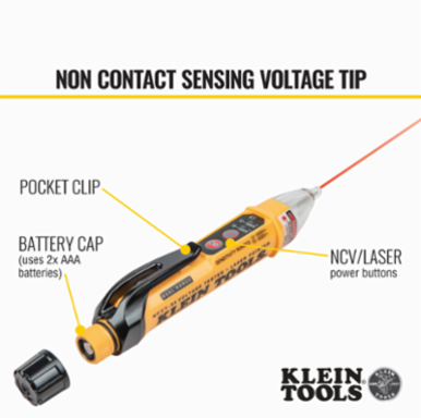 Non-Contact Voltage Tester Pen, Dual Range (12-1000V AC), Laser Pointer, CAT IV 1000V