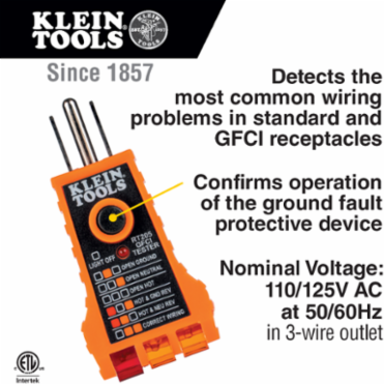 Non-Contact Voltage & GFCI Tester Kit, 50-1000V AC, 3.94 Inch Width