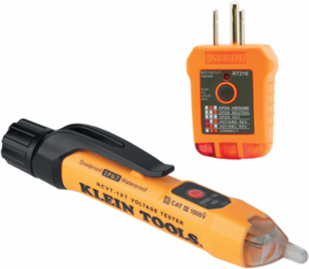 Non-Contact Voltage & GFCI Receptacle Tester Kit, AC Voltage 70-1000V, IP67, 0.281 lbs