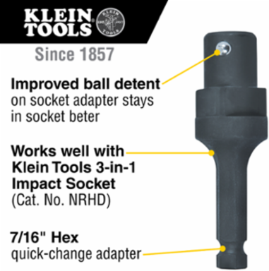 Impact Socket Adapter 7/16 Inch Hex Quick-Change, 5 Inch Depth