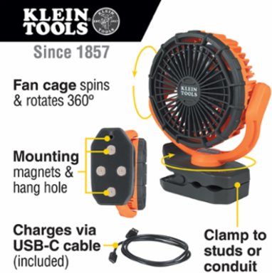 Rechargeable Clamping Fan, 13 Inch with 12 Hour Runtime, Magnetic Base, 2 Speeds