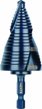 Step Drill Bit, 7/8 to 1-3/8 Inch, Aluminum Titanium Coating, Impact Rated