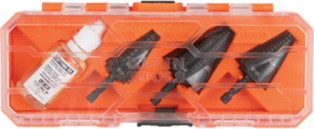 Premium Electrician's Step Bit Set, 3-Piece, Sizes 7/8 Inch to 1-3/8 Inch, High Speed Steel