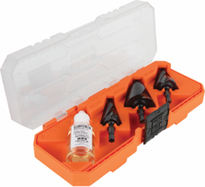 Premium Electrician's Step Bit Set, 3-Piece, Sizes 7/8 Inch to 1-3/8 Inch, High Speed Steel