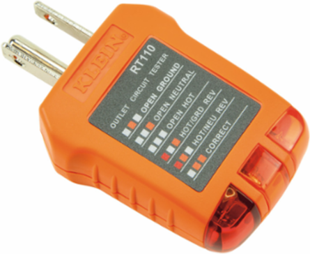 Receptacle Tester, 110/125V AC, 6.6-Foot Drop Protection, 0.1220 lbs