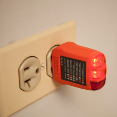 Receptacle Tester, 110/125V AC, 6.6-Foot Drop Protection, 0.1220 lbs