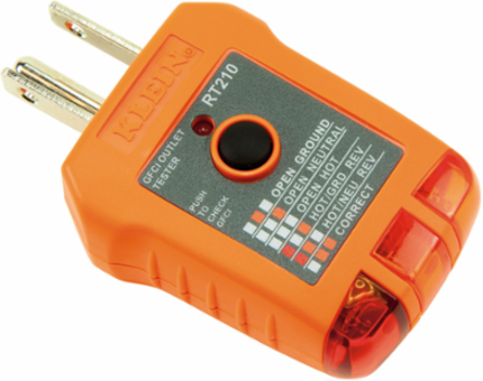 GFCI Outlet Tester 110/125V AC, Drop Protection 6.6', 0.123 lbs