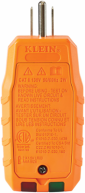 GFCI Receptacle Tester with LCD, 135V AC, 2 x AAA Batteries, 6.6-Foot Drop Protection