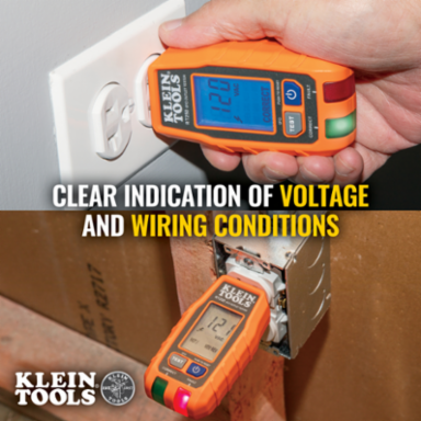 GFCI Receptacle Tester with LCD, 135V AC, 2 x AAA Batteries, 6.6-Foot Drop Protection