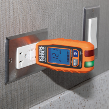GFCI Receptacle Tester with LCD, 135V AC, 2 x AAA Batteries, 6.6-Foot Drop Protection