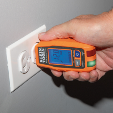 GFCI Receptacle Tester with LCD, 135V AC, 2 x AAA Batteries, 6.6-Foot Drop Protection