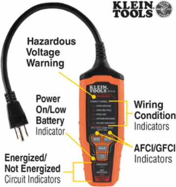 AFCI/GFCI Outlet Tester, 7.4 Inch Length, CATIII 135V Safety Rating
