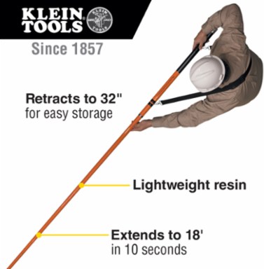 WireSpanner Plus™ Telescopic Pole, 18-Foot Extension, Lightweight Resin