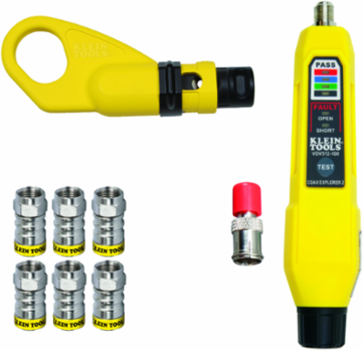 Coax Push-On Connector Kit with Coax Explorer2 Tester and RG6 Connectors