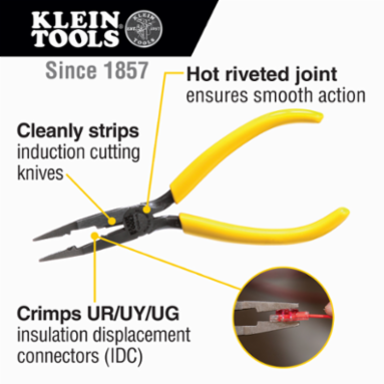 7 Inch Connector Crimping Needle Nose Pliers, Strips 23 & 24 AWG Wire