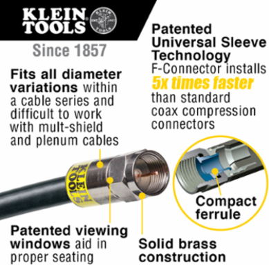 Coax Cable Installation Kit with Compression Crimper, 7 Inch x 12-1/2 Inch