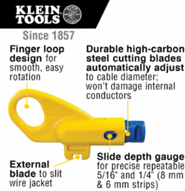 Twisted Pair Radial Stripper for CAT3, CAT5/5e, CAT6/6A, 4-3/4 Inch Length, 0.075 lbs
